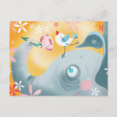 Carte Postale Éléphant et oiseau fantaisistes (Devant)