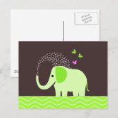 Carte Postale Eléphant et papillons mignons (Devant / Derrière)