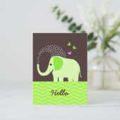 Carte Postale Eléphant et papillons mignons (Debout devant)