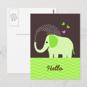 Carte Postale Eléphant et papillons mignons (Devant / Derrière)