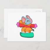 Carte Postale Éléphant faisant du snowboard avec un snowboard (Devant / Derrière)