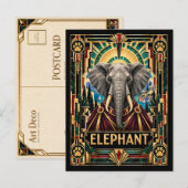 Carte Postale Éléphant, faune Art déco (Devant / Derrière)