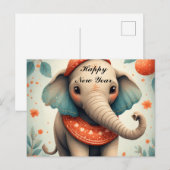 Carte Postale Éléphant festif mignon (Devant / Derrière)
