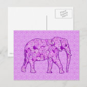 Carte Postale Eléphant fleur - améthyste violet (Devant / Derrière)