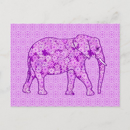 Carte Postale Eléphant fleur - améthyste violet (Devant)