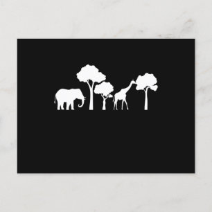 Carte Postale Elephant Giraffe Afrique Zoo Safari Elephant Cadea