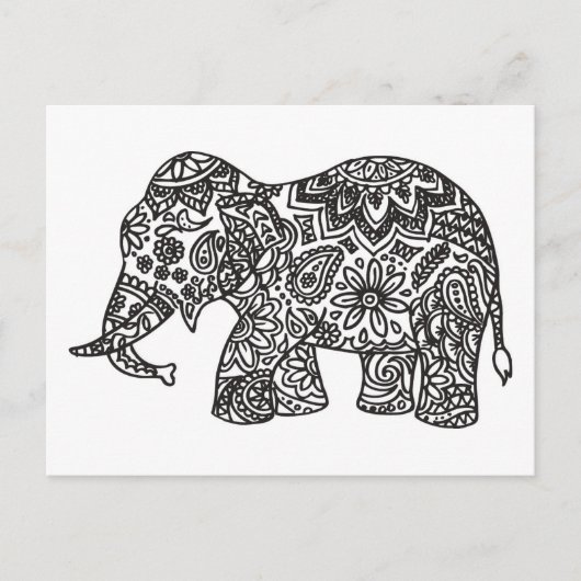 Carte Postale Éléphant gribouillé (Devant)