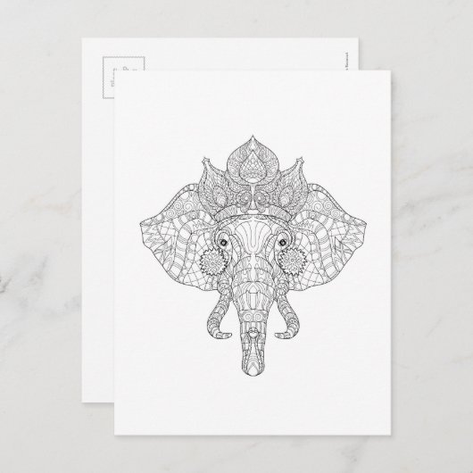 Carte Postale Elephant Head Zendoodle (Devant / Derrière)