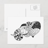 Carte Postale Eléphant Head Zenstyle Doodle (Devant / Derrière)