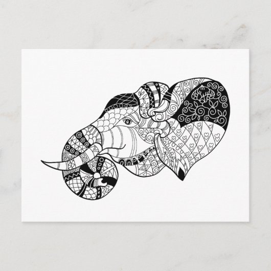 Carte Postale Eléphant Head Zenstyle Doodle (Devant)