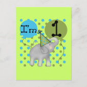 Carte Postale Elephant I'm 1 Premier Anniversaire Tshirts et cad (Devant)