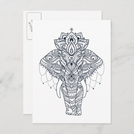 Carte Postale Eléphant inspiré (Devant / Derrière)