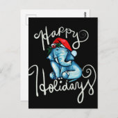 Carte Postale Elephant Joyeux Vacances Nature sainte yule art (Devant / Derrière)