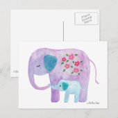 Carte postale Elephant Maman & bébé Carte postale (Devant / Derrière)