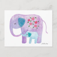 Carte postale Elephant Maman & bébé Carte postale