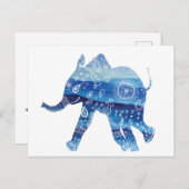 Carte postale éléphant Mandala (Devant / Derrière)