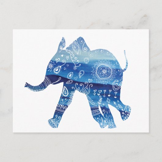 Carte postale éléphant Mandala (Devant)