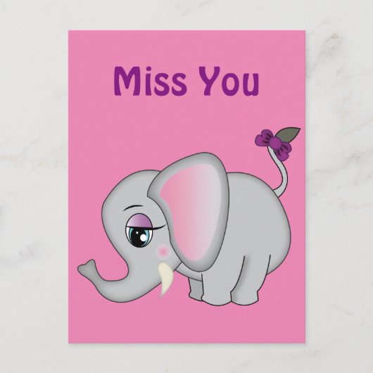 Carte Postale Eléphant mignon (Devant)