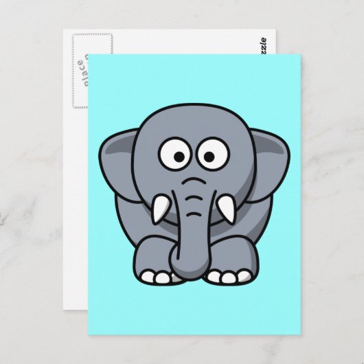 Carte Postale Eléphant mignon (Devant / Derrière)