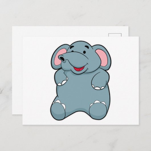 Carte Postale Eléphant mignon (Devant / Derrière)