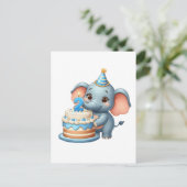Carte Postale Éléphant Mignon 2ème Anniversaire (Debout devant)