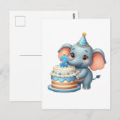 Carte Postale Éléphant Mignon 2ème Anniversaire (Devant / Derrière)