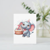 Carte Postale Éléphant Mignon 7ème Anniversaire (Debout devant)