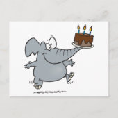 Carte Postale éléphant mignon avec gâteau d'anniversaire au choc (Devant)