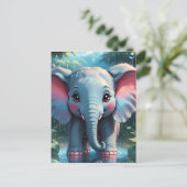 Carte Postale Eléphant mignon dans la pluie (Debout devant)