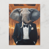 Carte Postale Eléphant mignon dans un Tux (Devant)