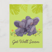 Carte Postale Eléphant mignon et encouragements Obtenez bien Gre (Devant)