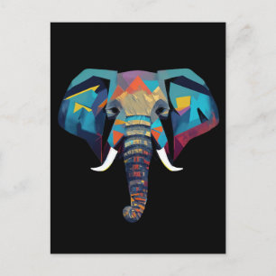 Carte Postale Eléphant mignon faible poly illustration
