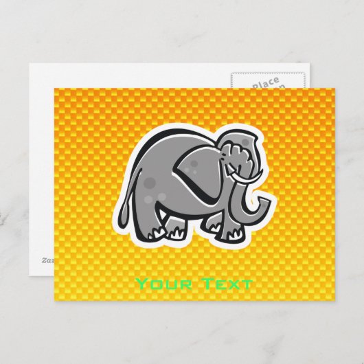 Carte Postale Eléphant mignon ; Orange jaune (Devant / Derrière)