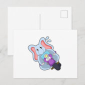 Carte Postale Éléphant motard avec moto.PNG (Devant / Derrière)