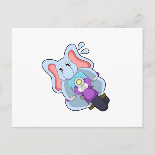 Carte Postale Éléphant motard avec moto.PNG (Devant)