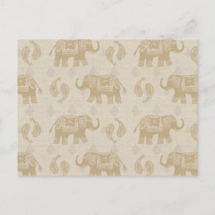 Carte Postale Elephant Motif de la caravane Kaki