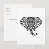Carte Postale Eléphant Motif ethnique (Devant / Derrière)