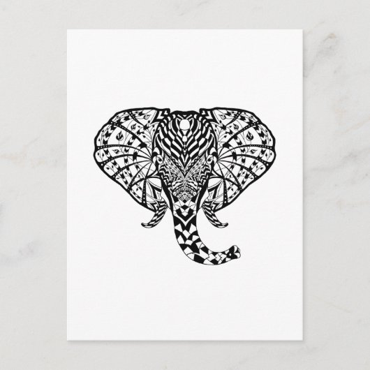 Carte Postale Eléphant Motif ethnique (Devant)