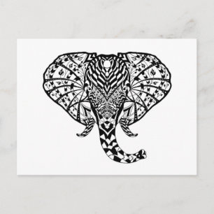 Carte Postale Eléphant Motif ethnique