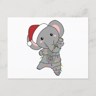 Carte Postale Eléphant Noël Neige Hiver Animaux Eléphants