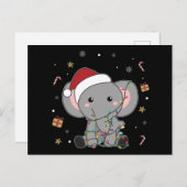 Carte Postale Eléphant Noël Neige Hiver Animaux Eléphants P (Devant / Derrière)