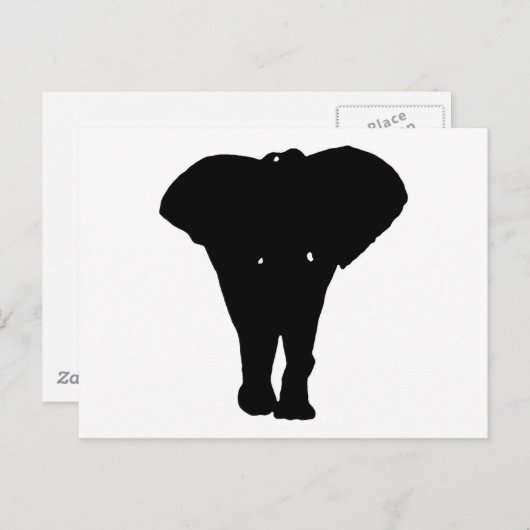 Carte Postale Eléphant noir & blanc Pop Art (Devant / Derrière)