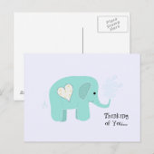 Carte Postale Éléphant pense à toi (Devant / Derrière)