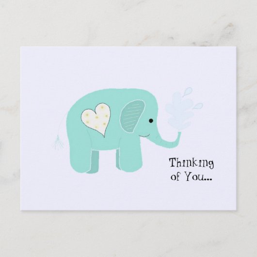 Carte Postale Éléphant pense à toi (Devant)
