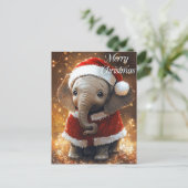 Carte Postale Elephant Père Noël (Debout devant)