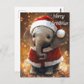 Carte Postale Elephant Père Noël (Devant / Derrière)