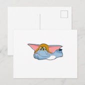 Carte Postale Éléphant Pilote Chapeau Pilote (Devant / Derrière)