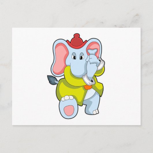 Carte Postale Éléphant pompier avec trompe (Devant)