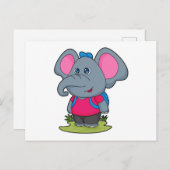 Carte Postale Éléphant randonneur avec sac à dos (Devant / Derrière)