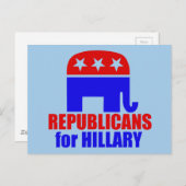 Carte Postale Eléphant républicain pour Hillary Clinton (Devant / Derrière)